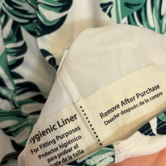 Crane White and Green Palm Print One Piece Swimsuit Size XXL - Picture 5 of 6